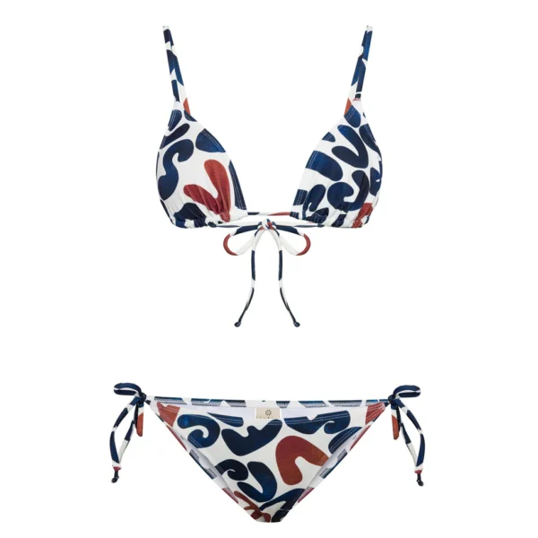 Lal Triangle Bikini Set Nefes Print Denim
