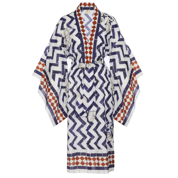 Summer Kaftan Chevron Lacivert