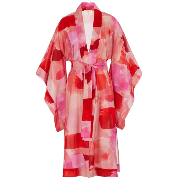 Summer Kaftan Paint Brush Red