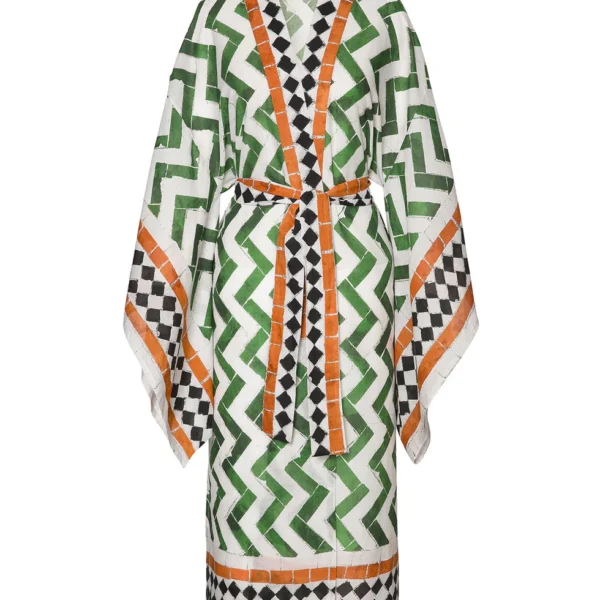 Summer Kaftan Chevron Green