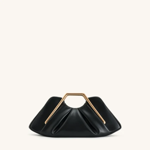 Lila Metal Frame Clutch   Black