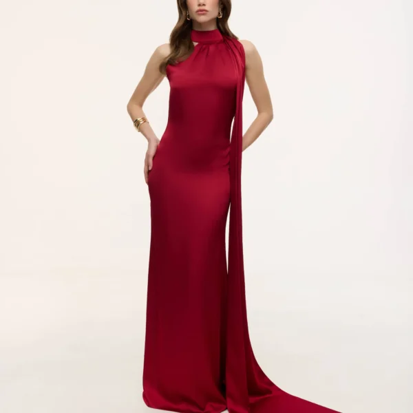 Satin maxi dress   Wine