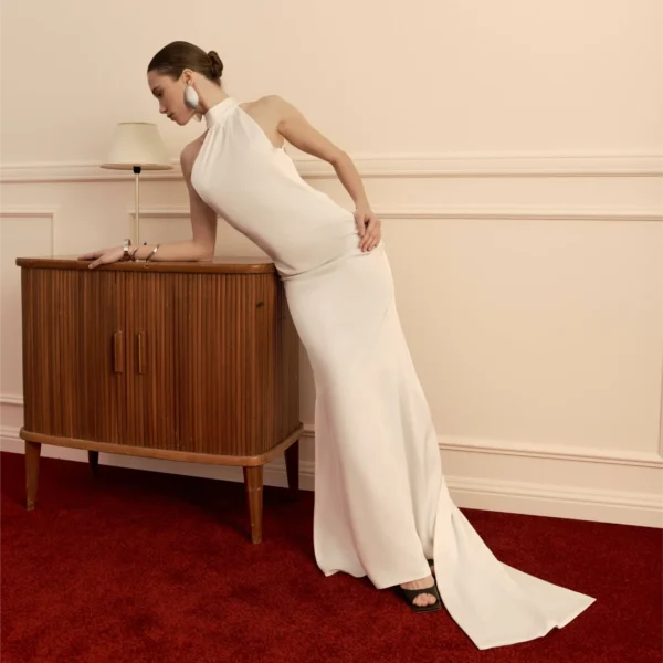 Satin maxi dress   WHITE
